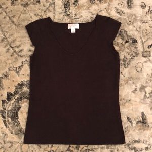 This is a brown cap sleeve sweater. Light weight